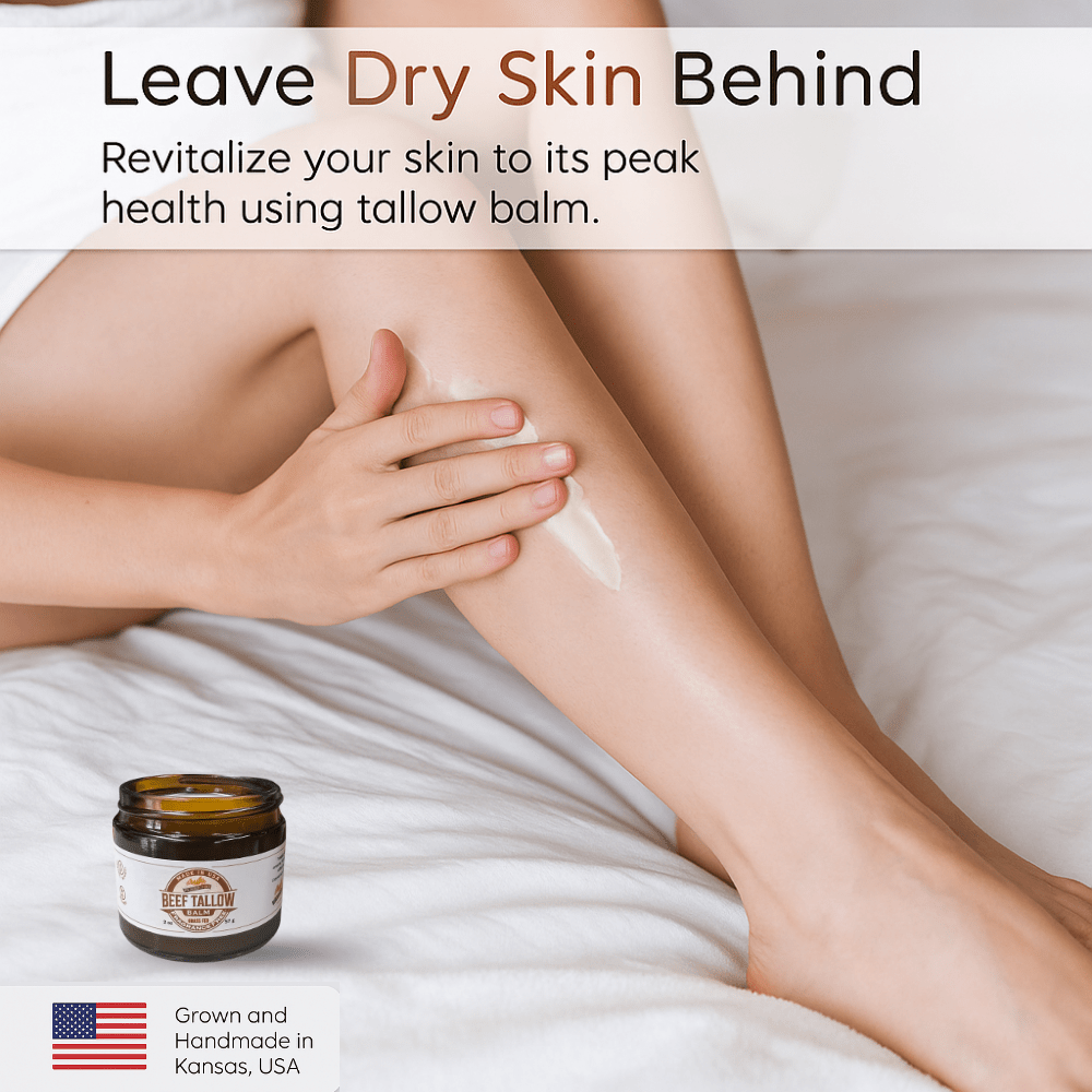Grass Fed Beef Tallow Balm - 4 oz - Made in USA - Organic Grass Fed and Finished Tallow - Moisturizing Skin Care - AVAVITA
