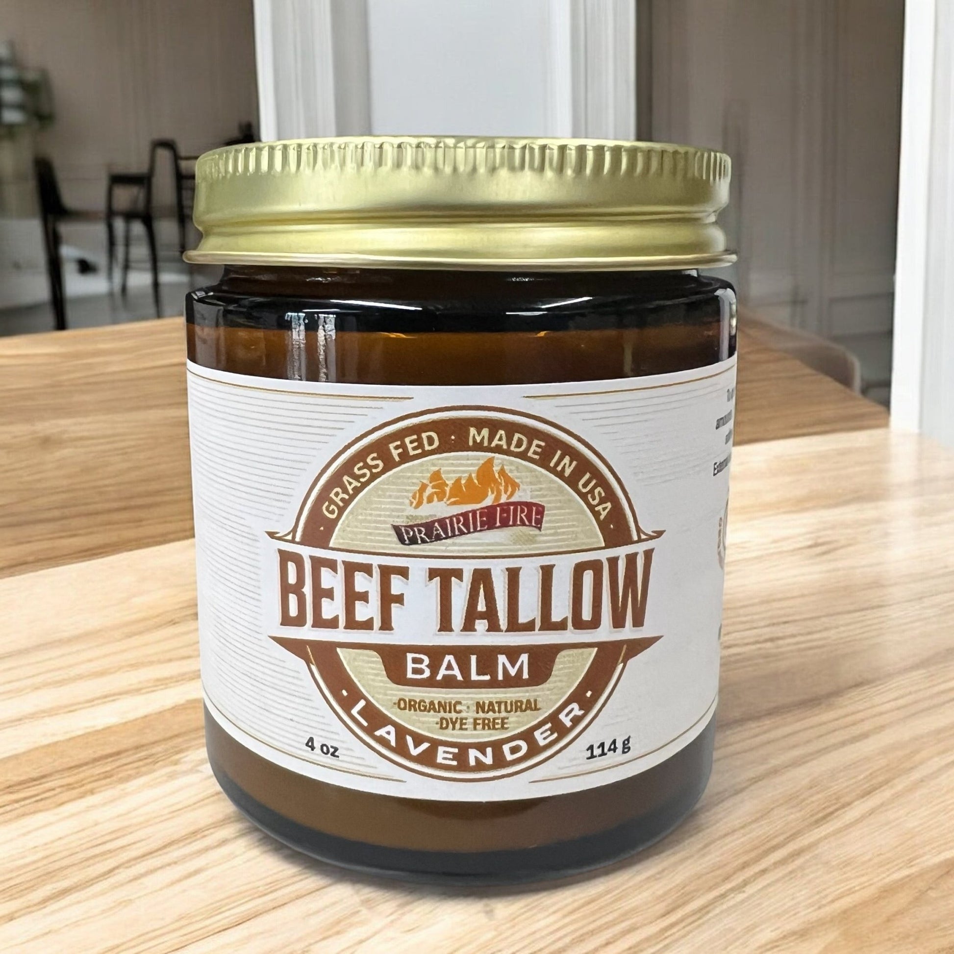 Grass Fed Beef Tallow Balm - 4 oz - Made in USA - Organic Grass Fed and Finished Tallow - Moisturizing Skin Care - AVAVITA
