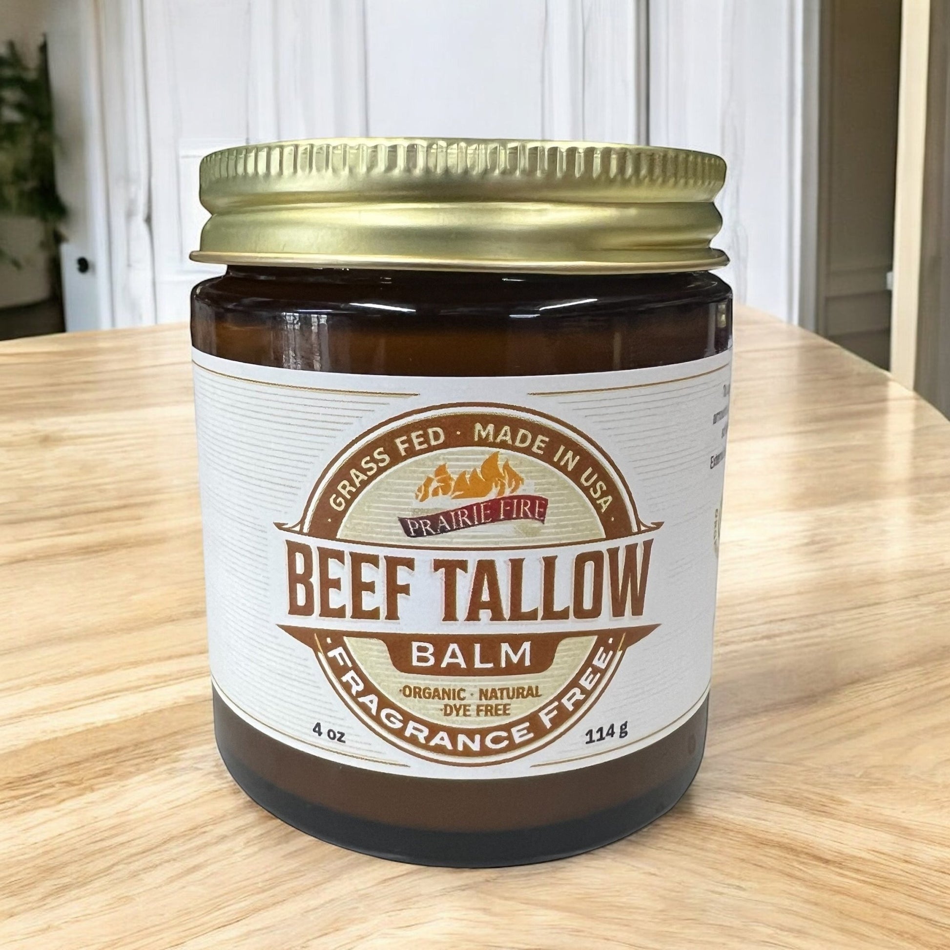 Grass Fed Beef Tallow Balm - 4 oz - Made in USA - Organic Grass Fed and Finished Tallow - Moisturizing Skin Care - AVAVITA