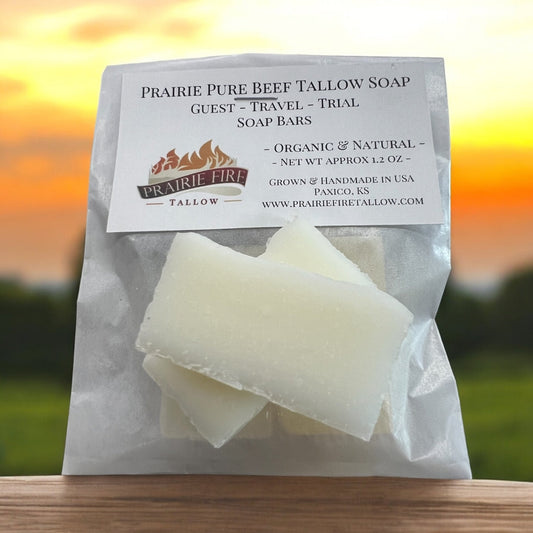 Pure Beef Tallow Soap Bar - Guest - Travel - Trial - Sample Bars - Grass Fed and Finished - Face, Body and Hair - Cleans, Moisturizes, Soothes, and Hydrates. Natural and Organic - AVAVITA